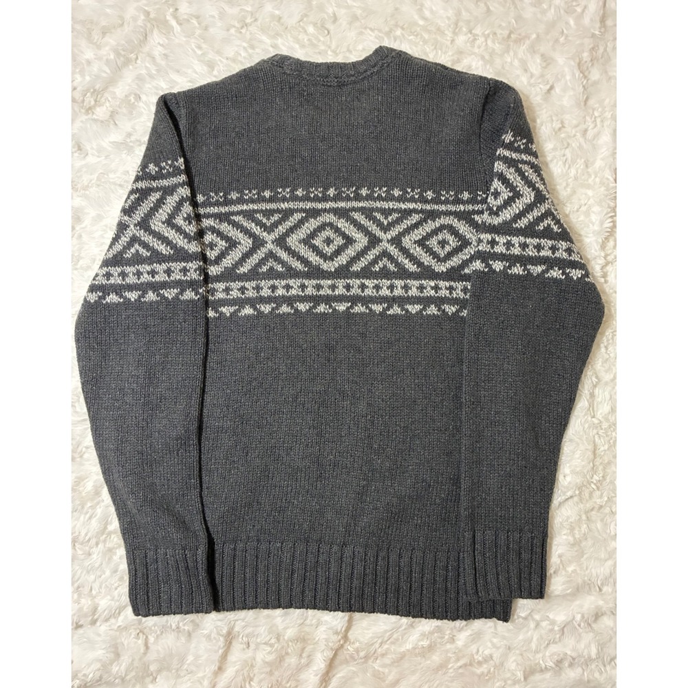Eddie Bauer Mens Gray Fair Isle Merino Wool Blend Crewneck Sweater Size M - Picture 10 of 10
